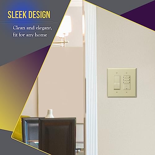 Image of ENERLITES 2-Gang Ivory Oversize Decorator Switch Outlet Wall Plate Cover | 1 Pack, Size 5.5 inch x 5.5 inch, Fits light switch /outlet /receptacle, Gloss Finish, Unbreakable Polycarbonate, UL Listed
