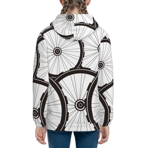 Bicycle Wheel Pattern Kids Pullover Hoodies Boys Sweatshirts Girls Athletic Clothes with Pocket4