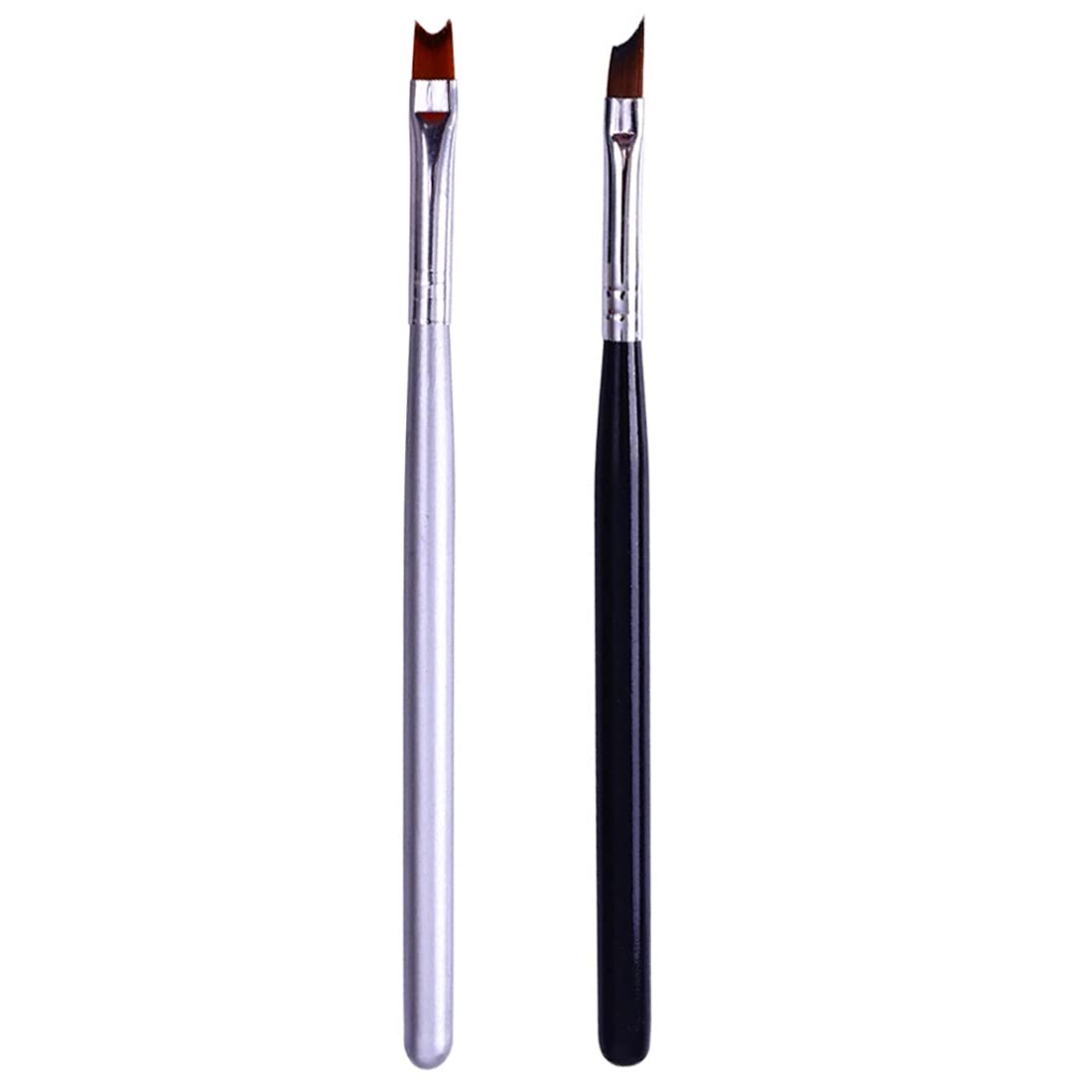 BAQI 2 unidades de pintura de uñas de gel UV para dibujo de puntas francesas, 1 bolígrafo de manicura con forma de media luna y 1 pinceles acrílicos con cabeza oblicua