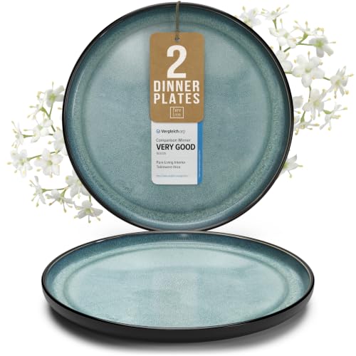 Stoneware dinner plates set 2 pcs – 10.2' petrol...