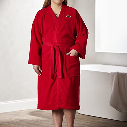 Lacoste Classic Pique Bath Robe, 100% Soft Cotton Terry, Unisex Adult Bathrobe, Absorbent & Quick Drying, One Size Fits Most 6