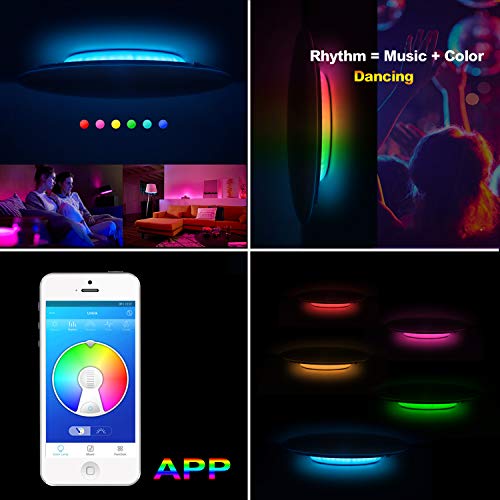 Plafonnier LED avec haut parleur bluetooth et luminaire télécommande - 6