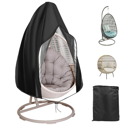 OMJMYY Hängesessel Abdeckung 210D Schutzhülle für Hängesessel 190x115cm Abdeckhauben für Schwebesessel Outdoor Hängestuhl Schutzhülle mit Reißverschluss Kordelzug Wasserdicht Winddicht UV-Beständig