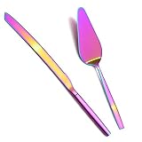 Berglander Rainbow Cake Pie Pastry Servers, Colorful Cake Serving Set,Cake Knife and Server Set Perf