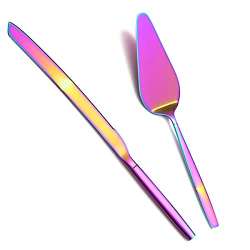 Berglander Rainbow Cake Pie Pastry Servers, Colorful Cake Serving Set,Cake Knife And Server Set Perfect For Wedding, Birthday, Parties And Events #TOP22