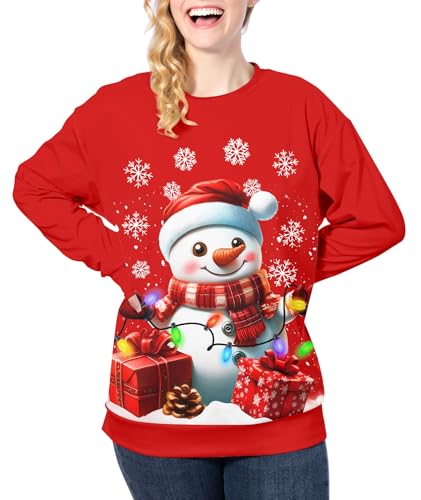Fanient Damen Xmas Sweatshirt Rundhalsausschnitt Langarm Party...