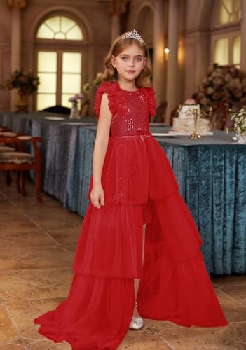 Image of GRACE KARIN Girls Dresses Sequin Party Formal Pageant Dress Tween Girl Birthday Tulle Prom Princess Maxi Dress Size 5-14