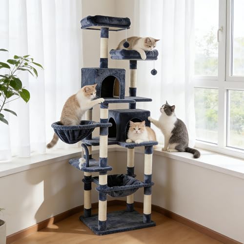 Torre para Gatos Extra Grande de 71 in con Múltiples Niveles y Rascador miniatura 1