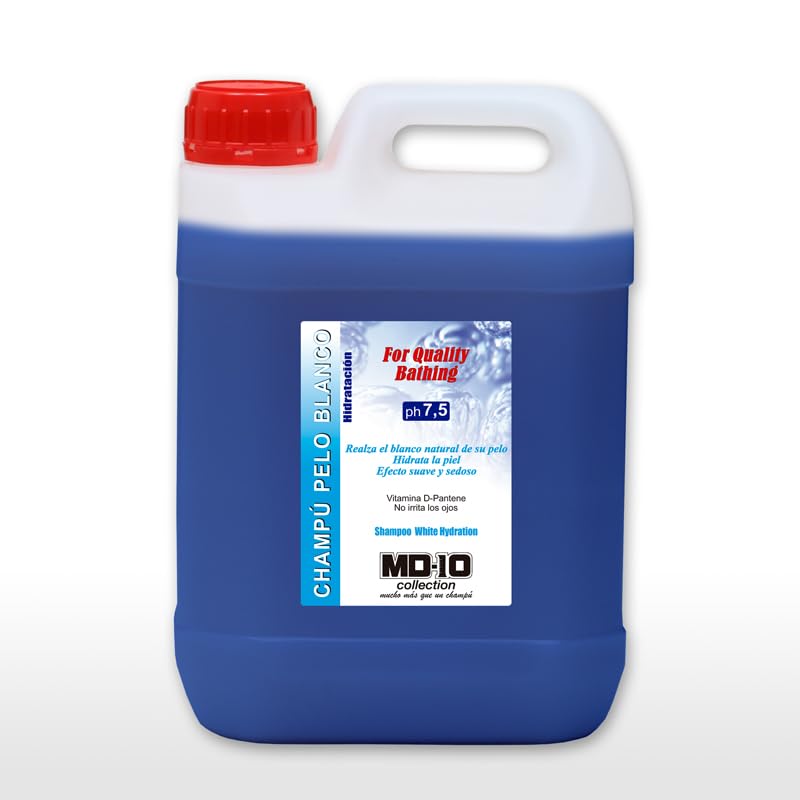 MD-10 COLLECTION Champú para Perros Pelo Blanco – Champú Hidratante Perros – Intensificador de Color y Brillo – Ph Adaptado (750ml)