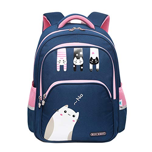 Preisvergleich Produktbild Schultasche Mädchen Rucksäcke, Grundschüler Rucksack Karikatur gedruckt rucksacks Zurück zur Schule Jahreszeit Schulranzen Blau Niedlichen Stil Ideal für 1-4 Klasse Schüler