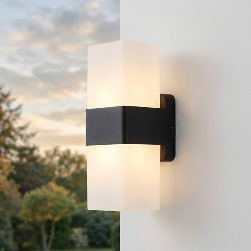 Applique murale extérieure LED Up Down carrée noire IP44 3000K