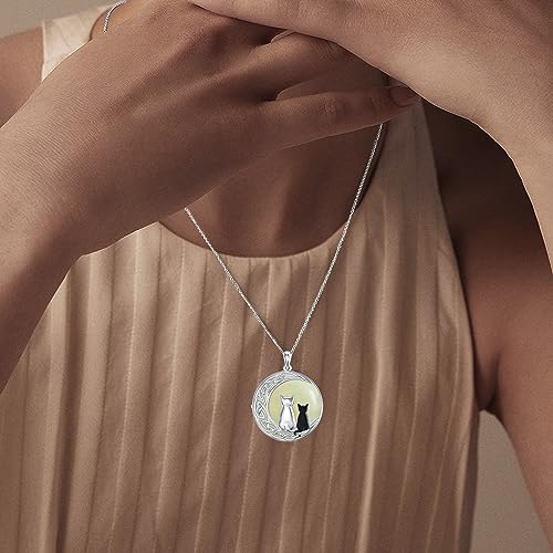 Jade Necklace for Women Sterling Silver Round Cat/Hummingbird/Dragonfly/Butterfly/Bee Natural Jade Jewelry Birthday Christmas Gifts Women Mom Wife Grandma2