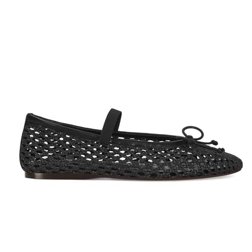 Image of ZJGZF Woven Ballet Flats for Women Cute Raffia Mary Janes Bow Elastic Strap Summer Straw Comfortable Casual Dressy Shoes