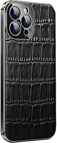 Étui iPhone 14 Pro Max luxe en cuir motif crocodile noir effet ultra-fin élégant