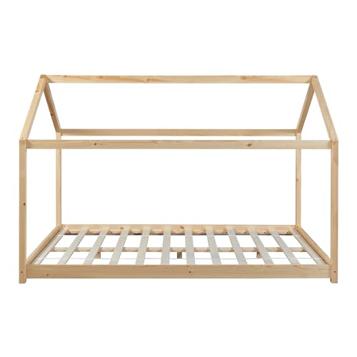 [en.casa] Children's Cerro 140 x 200 cm House Bed - Youth Montessori Bed, Solid Pine Wood, Slatted Frame - Image 3