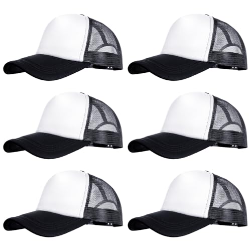 Image of 6 Pack Trucker Hat Bulk Mesh Cap for Women Men Adjustable Blank Hats for DIY Sports Outdoor
