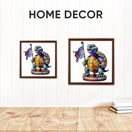 Bovearto Rompecabezas de Madera para Adultos 455 Piezas, Forma Única de Animales Oceánicos, Rompecabezas Patriótico Americano Día 4 de Julio, Juego Familiar Desafiante, Decoración del Hogar (17.3"x15.6") miniatura 5