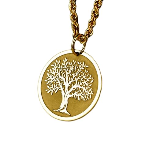 Collier Arbre de Vie plaqué or et argent sterling de 24 mm