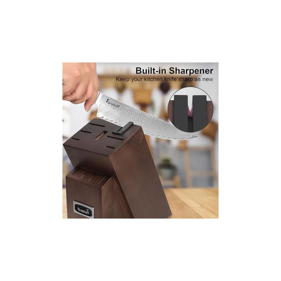 Kitchen-Knife-Set-Authentic-Damascus-Steel-Ultra-Sharp-Ergonomic-Non-slip-Wood-Handle-Chef-Knife-Block-Set-with-Built-in-SharpenerLuxury-Gift-for-HolidaySilver-12PCS Kuisine Kitchen Knife Set,Damascus Steel Ultra Sharp, Ergonomic Non-slip Wood Handle, Chef Knife Block Set with Built-in Sharpener,Luxury Gift for Holiday(Silver, 12PCS)