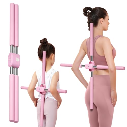 Yoga Stick, Posture Correction Stick for Women and Men, Relieve Back Pain, Upper and Lower Back Stretchers and Straighteners Stretching Stick Neck Hump Corrector Stretching rod(pink, 21.6-35.4)