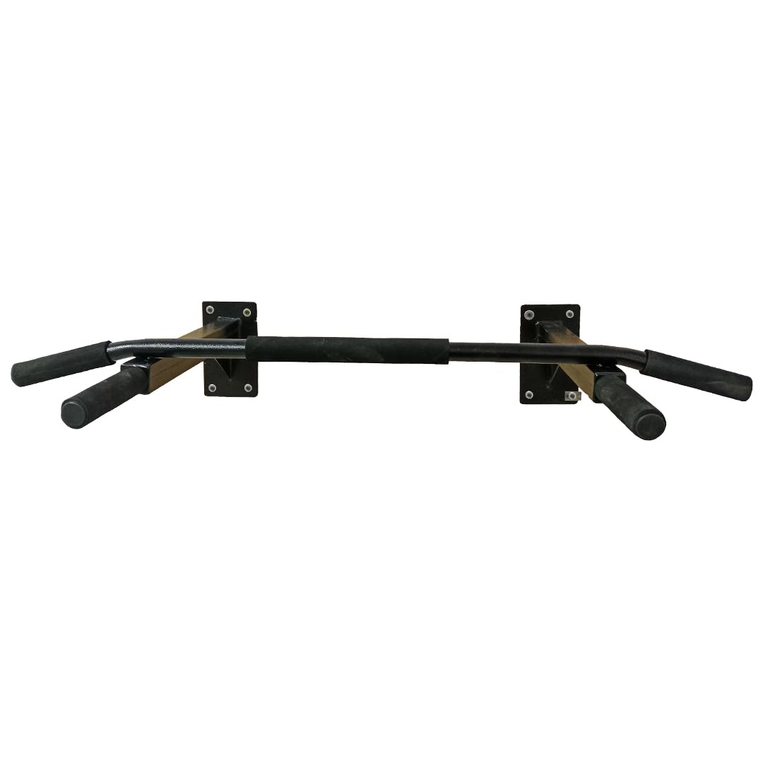 rajsu- chin up bar | dip station for indoor home gym workout | multifunctional wall mounted pull up bar | color: black