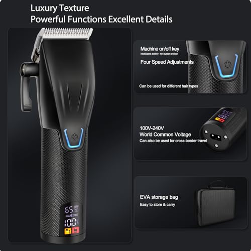 EHJYO Professional Hair Clippers and Trimmer Set for Men, Electric Razor Foil Shavers, Cordless, LCD Display, Gifts