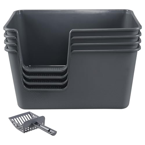 4-Pack Arenero Grande para Gatos con Lados Altos y Frente Bajo miniatura 4