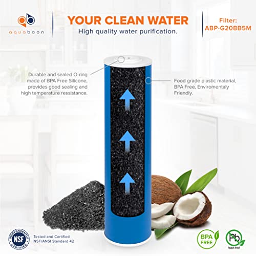 Aquaboon 5 Micron 20" X 4.5" Gac, Cto Carbon Block & Sediment Replacement Water Filter Cartridges Set | 1 Set, 3 Filters In A Set | Ep20-Bb, 2C-20Bb, 155358-43, Dgd-5005-20 #TOP5