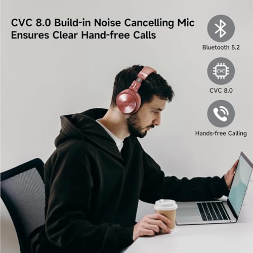 Image of OneOdio Pro C Wired & Wireless Over-Ear Headphones, 110H, 50mm Drivers | Wired 3.5mm and wireless Bluetooth modes with 110H playtime, 50mm drivers and HD mic for PC, podcast and studio work