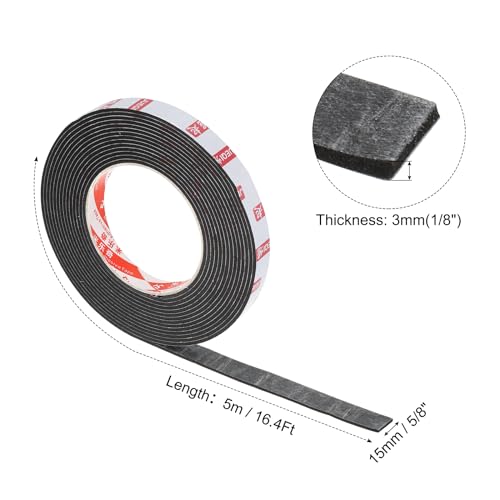 Image of PATIKIL 5 /8 inch W x 1 /8 inch T x 16.4Ft Double Sided Foam Tape, EVA Multipurpose Self Adhesive Weather Sponge Stripping for Home Decorations, Card Scrapbooking DIY Craft Project, Black