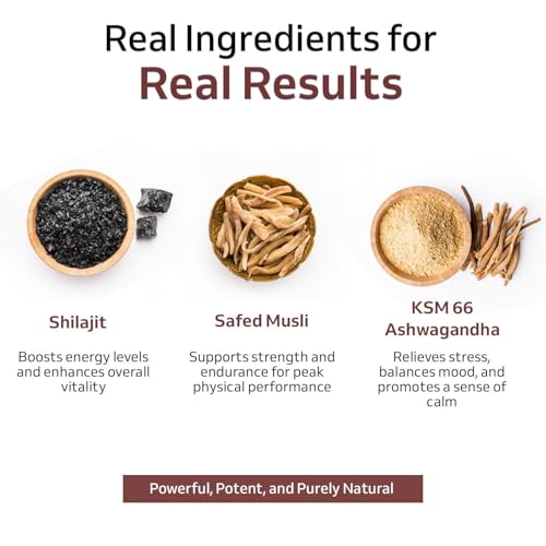Image of Purely Yours Shilajit /Shilajeet Capsules w / 80% Fulvic Acid & KSM 66 Ashwagandha | eq. 8100mg /Serving | Boost Stamina, Strength & Muscle Growth | 60 Capsules