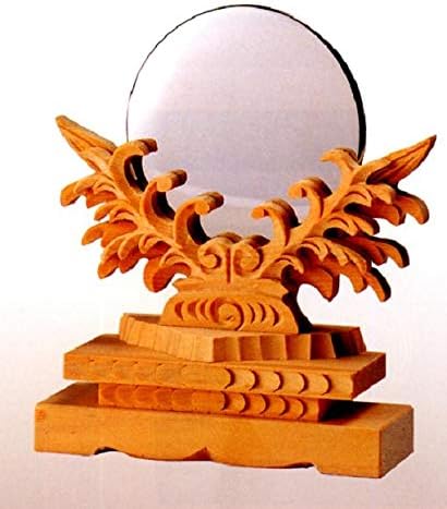 お宮 神棚 神殿 神鏡上彫 (台共) 2寸 神具 付属品