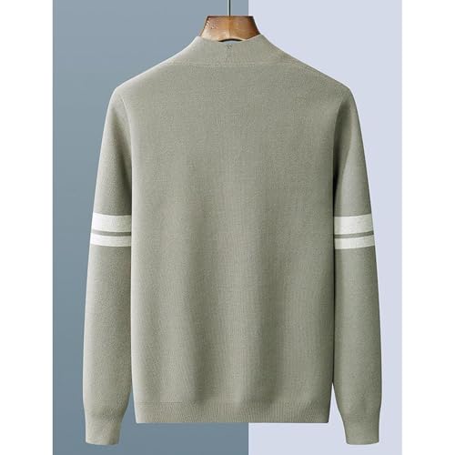 Men's Fashion V-Neck Solid Color Knit Top Casual Stripe Knitwear Cardigan Slim Fit Sweater Coat with Pockets3