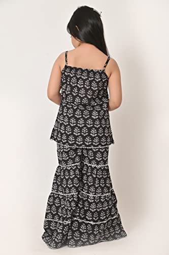 Image of Printed Cotton Sharara Set for Kids, Traditional Dresses Set for Baby, Ethnic Outfits for Girls, Sleeveless Kurti Set