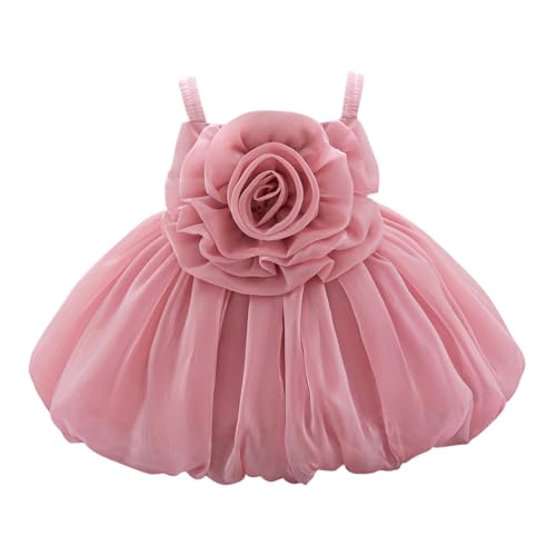 Lmdudan 6M-3Y Girls Dress Rose Flower Ruffle Spaghetti Strap Princess Party Dresses 2025 Trendy Formal Wedding Ball Gowns