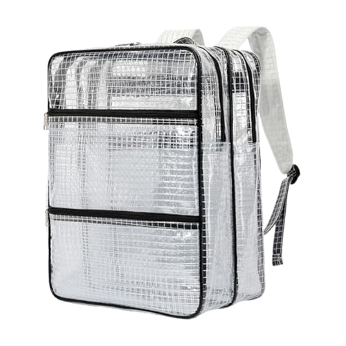 Clear XL Heavy Duty Mesh Backpack, Light Flight Clear Backpack Heavy Duty Transparent Backpack for Work Sport Travel (45 * 35 * 20 cm), White