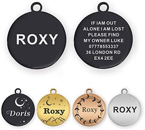Dog Tag Personalised Id Tags for Dogs/Cats Custom Pet Collar Engraved Dog Name Tag(S Black)