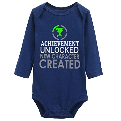 Image of Yeavomeny Achievement Unlocked New Character Created Baby Cartoon Long Sleeve Bodysuit Rompers