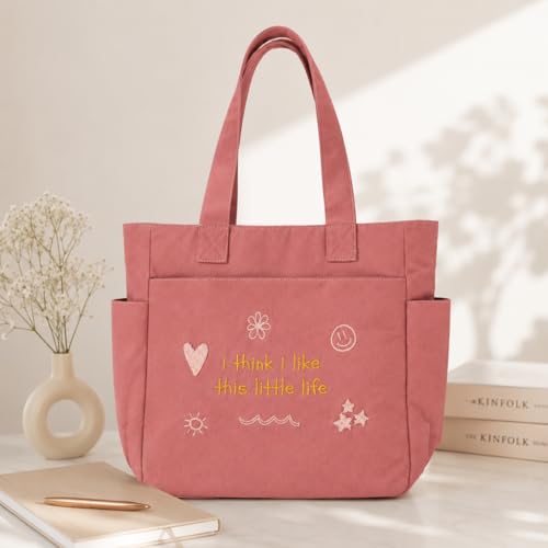 Image of TSANTA U Shaped Canvas Tote Bag, 35.56x33.02 cm with 10.8 cm Gusset, Cotton, Zipper Closure, Laptop Compartment