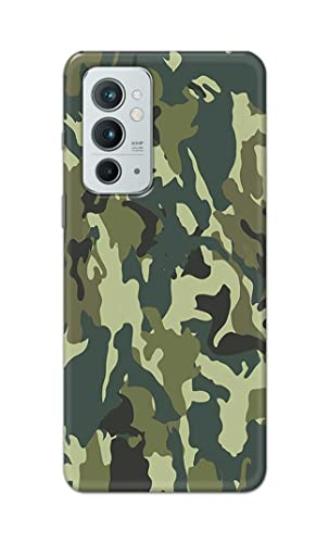 Image of Printed Hard Back Cover Case for OnePlus 9RT 5G Back Cover (Green Army Camouflage) -1803