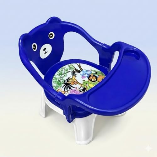 Image of MY LITTLE TOWN Kids Feeding Chair| Musical Chu Chu Chair| Baby Chair| 4-36 Months| Baby Chair| Portable| Booster seat (Blue with Blue)