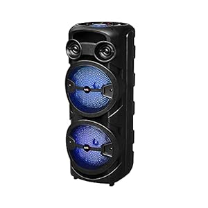 BSL-S60 Bluetooth-luidspreker met RGB-verlichting, 2 x 8 inch luidspreker, 2 x 15 W RMS, 4 uur batterijduur, karaoke-functie, FM-radio, USB, TF