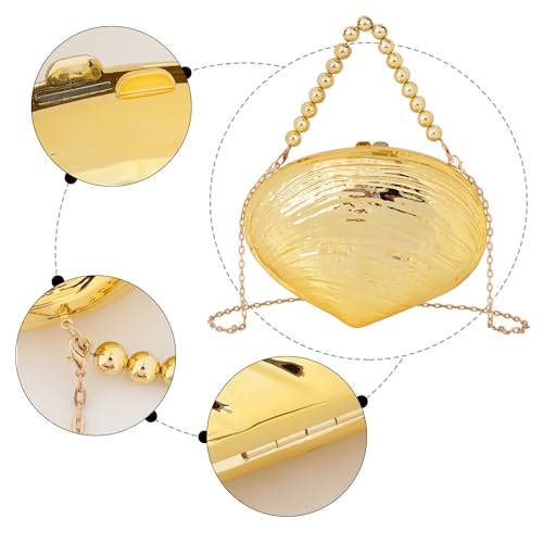 Image of Women Seashell Evening Bag Purse Mermaid Chain Strap Clutch Handbag Shoulder Bag | Seashell