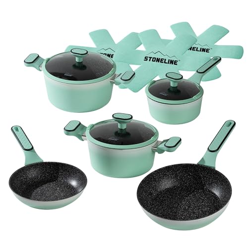 STONELINE Batterie Cuisine 11 pcs 18/20/24 cm Set de Poêles et Casseroles avec Couvercle, Faitout...