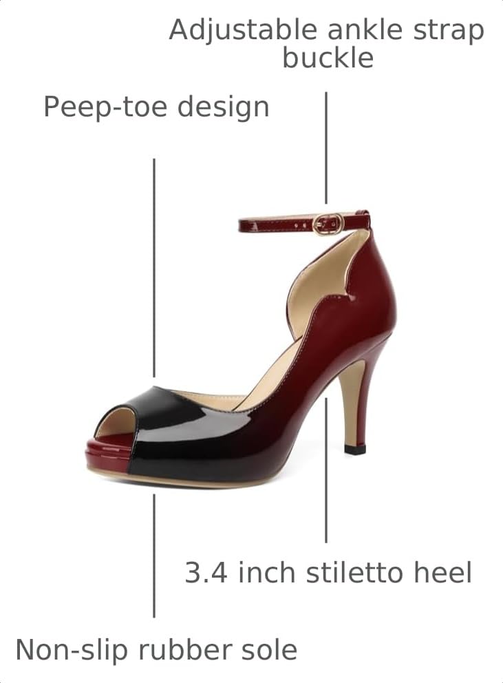 Image of AUMOTED High Heels Pumps Platforms Shoes for Party Daily 3.4 inch Dressy Pumps