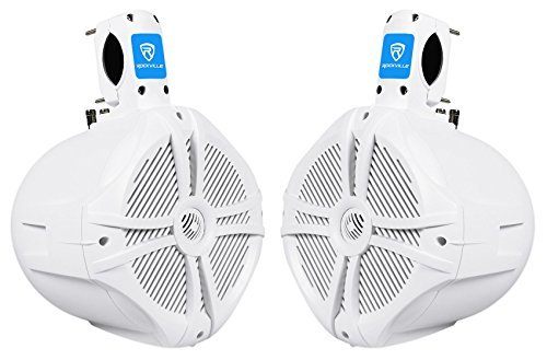 Rockville Pair 8" White 2 Way 600 Watt Marine Wakeboard Tower Speakers