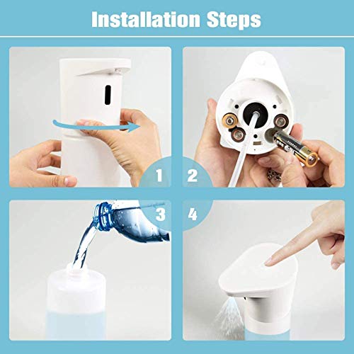 Rokurokuroku Dispenser Sapone Automatico, 500ml Distributore di Sapone Liquido con Sensore Intelligente Erogatore Sapone Touchless Gel Disinfettante Mani per Bagni Cucine e Ristoranti