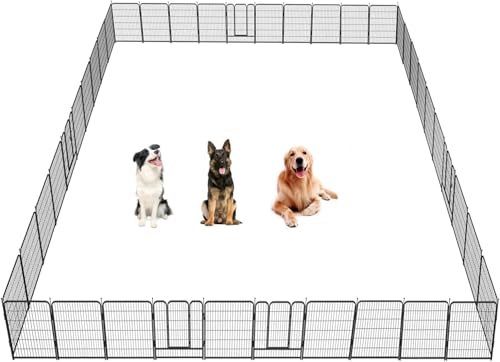 Image of Dog Playpen,32 /40 /45 Inch Height in Heavy Duty, Folding Indoor Outdoor Anti-Rust Dog Exercise Fence, Portable Pet Playpen with Door for Large Medium Small Dogs and Pet (40 Panels, 45 Inch) Silver
