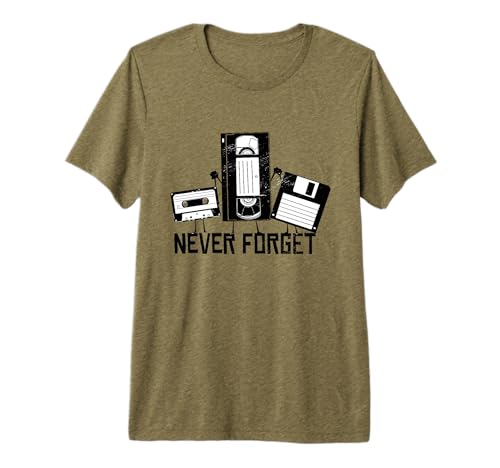 Never Forget - Funny Cassette Video Tape Floppy Disk Retro Premium T-Shirt