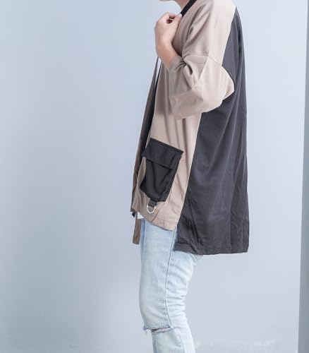 Image of Men's Long Oversized Kimono Cardigan Noragi Cargo Jacket Haori Man Yukata Coat